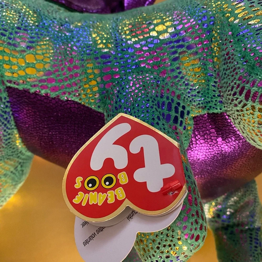 TY BEANIE BOOS CINDER the Multicolor Plush stuffed Dragon Size LARGE
